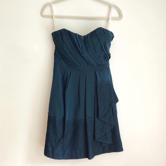 Teal Lace/Silk Strapless - Picture 1 of 2